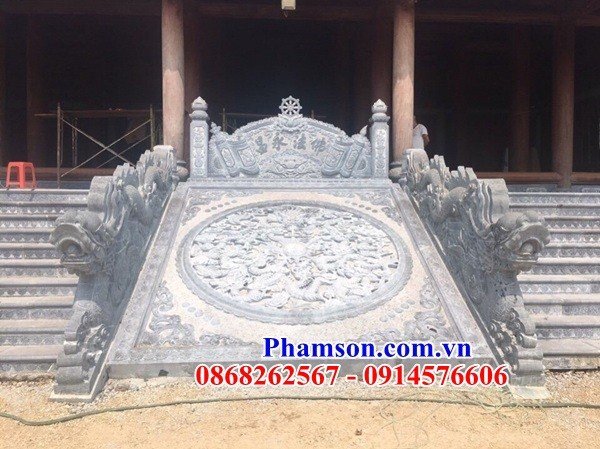 02 rồng đá bậc tâm cấp đình đền chùa chạm khắc hoa văn tinh xảo tại Phú Thọ