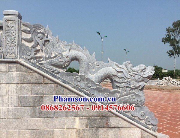 02 rồng đá bậc tam cấp đình đền chùa thiết kế đơn giản tại Nam Định