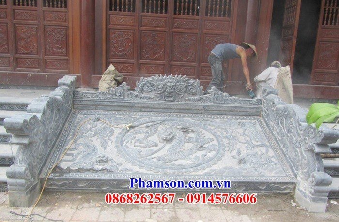 107 xây lắp chiếu rồng nhà thờ đình chùa đẹp bằng đá mỹ nghệ Ninh Bình