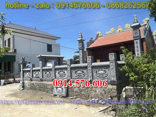 48 lan can tường hàng rào đình đền chùa miếu bằng đá tại hải phòng 2025