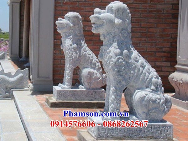 01 nghê phong thủy canh cổng từ đường bằng đá xanh Thanh hóa đẹp bán tại Bắc Ninh