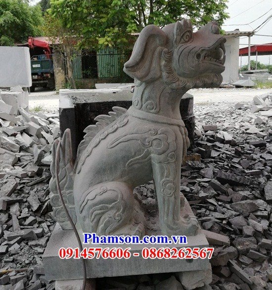01 nghê phong thủy đình đền chùa miếu bằng đá liền khối đẹp bán tại Bắc Ninh