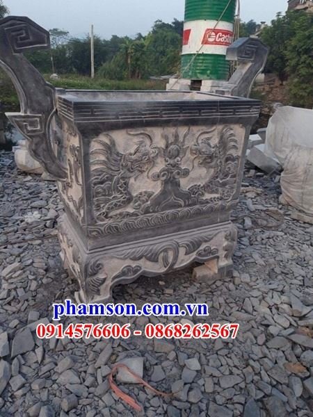 02 lư hương cắm nhang đình chùa bằng đá khối ninh bình