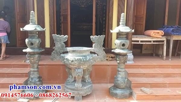 02 lư hương cắm nhang đình chùa bằng đá nhà thờ từ đường đình đền chùa miếu khu lăng mộ