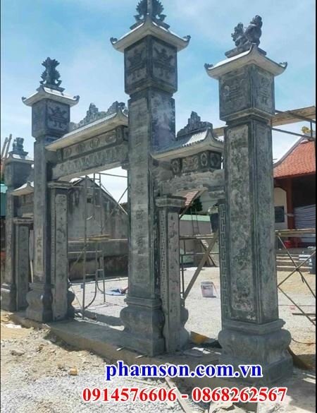 02 thi công lắp đặt mẫu cổng đá nhà thờ họ bằng đá đẹp