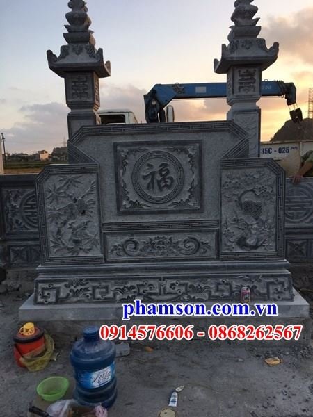 04 bức bình phong đá trước cổng lăng mộ thiết kế đơn giản