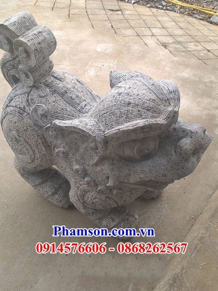 05 tượng nghê canh cổng đình chùa khu lăng mộ gia tiên bằng đá mỹ nghệ tại Quảng Ninh