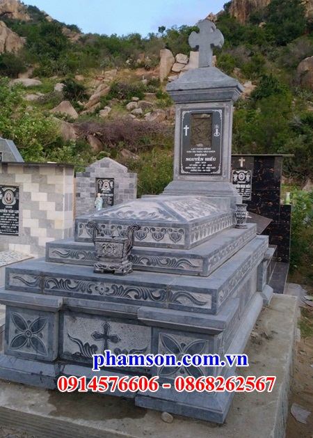 08 mẫu lăng mộ công giáo đạo thiên chúa tam cấp bằng đá mỹ nghệ Ninh Bình tại quảng ninh