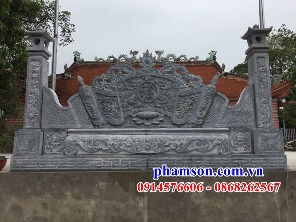 09 bức bình phong bằng đá xanh nguyên khối đẹp chạm khắc hoa văn tinh xảo