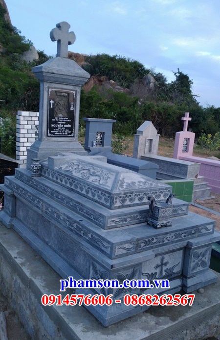 25 mẫu lăng mộ công giáo đạo thiên chúa không mái bằng đá xanh thanh hóa chạm khắc hoa văn tinh xảo tại hà tĩnh