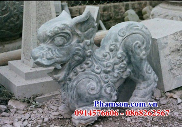 Bán sẵn tượng nghê canh cổng đình chùa miếu bằng đá chạm khắc đẹp tại Thái Bình