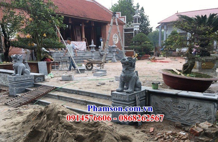 Hình ảnh con nghê đầu cột khu lăng thờ đình chùa đền miếu bằng đá tự nhiên Thanh Hóa tại Lào Cai