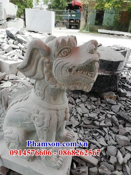 Làm 06 nghê canh cổng nhà thờ tổ bằng đá khối thiết kế hiện đại tại Nam Định