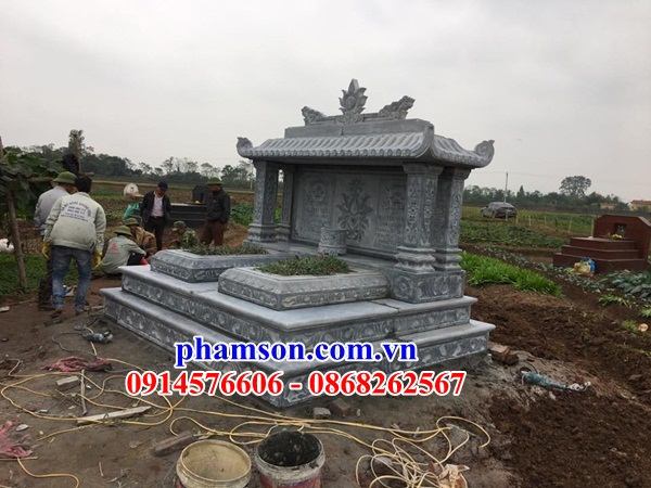 07 lăng mộ thờ ông bà cha mẹ anh em có một mái che đẹp bằng đá tại hải dương