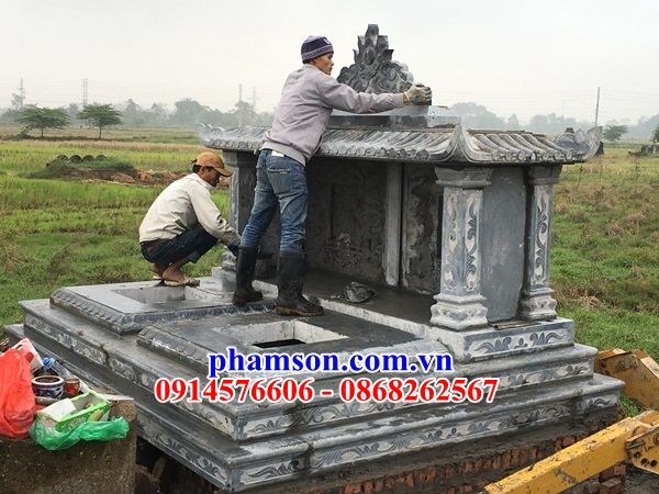 07 lăng mộ thờ ông bà cha mẹ anh em có một mái che đẹp bằng đá thi công lắp đặt tại hải dương