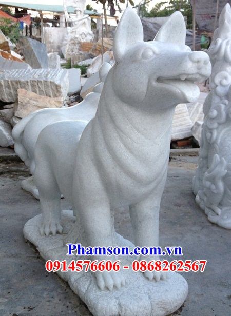 37 Mẫu tượng khuyển cảnh chó cảnh trang trí bằng đá trắng đẹp