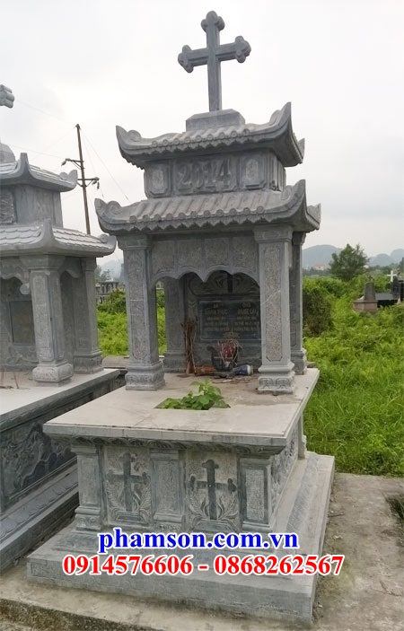 58 lăng mộ đá đơn hai mái đẹp công giáo tại Tiền Giang