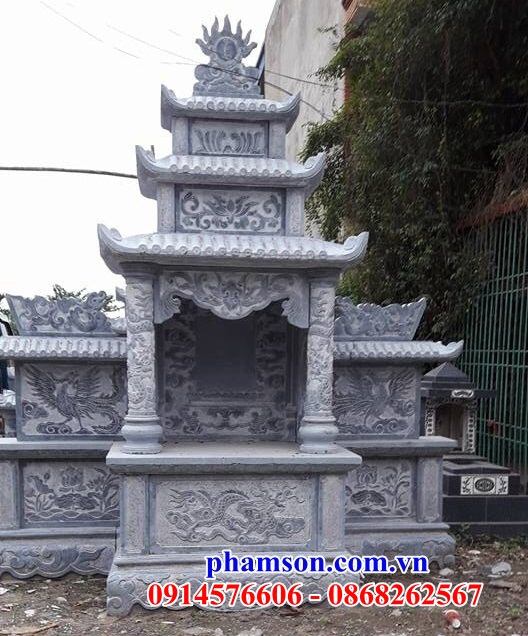 01 mẫu lăng mộ đá ba mái đẹp điêu khắc rồng phượng tại Hà Nội
