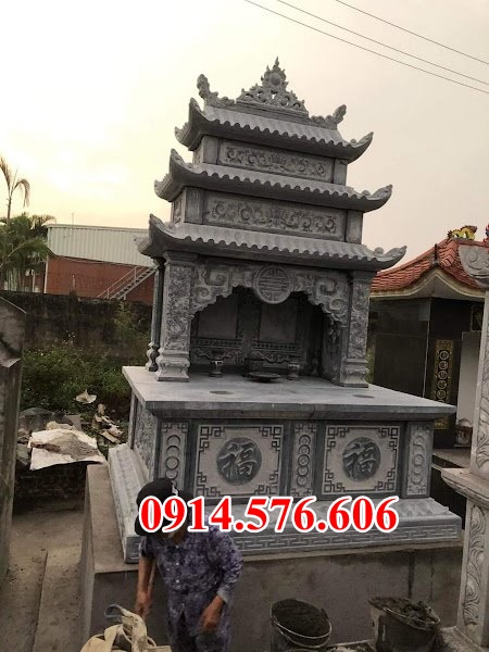 37 mẫu lăng mộ gia đình ông bà đá có mái che đẹp tại Kon Tum