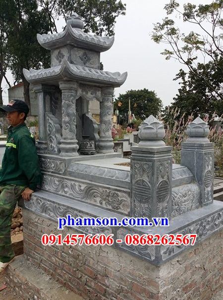 Lắp đặt mộ hai mái bằng đá đẹp đặt hàng nhiều thiết kế đơn giản