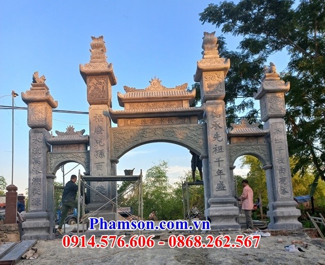 Mẫu cổng đá đẹp tam quan - cổng nhà nhờ từ đường đình đền chùa