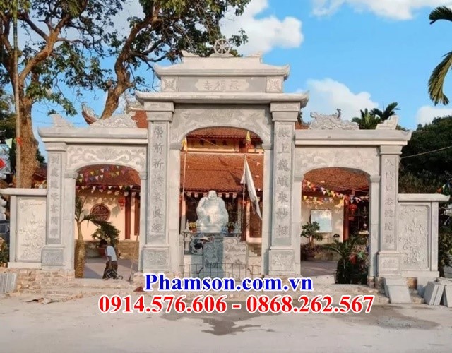 địa chỉ bán Mẫu cổng đá đẹp - cổng nhà nhờ từ đường đình đền chùa
