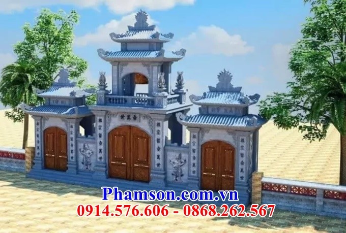 thiết kế Mẫu cổng đá xanh đẹp - cổng nhà nhờ từ đường đình đền chùa