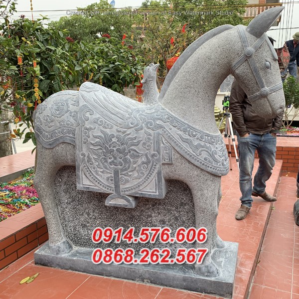 Mẫu ngựa đá mỹ nghệ điêu chạm khắc đẹp tượng ngựa phong thuỷ