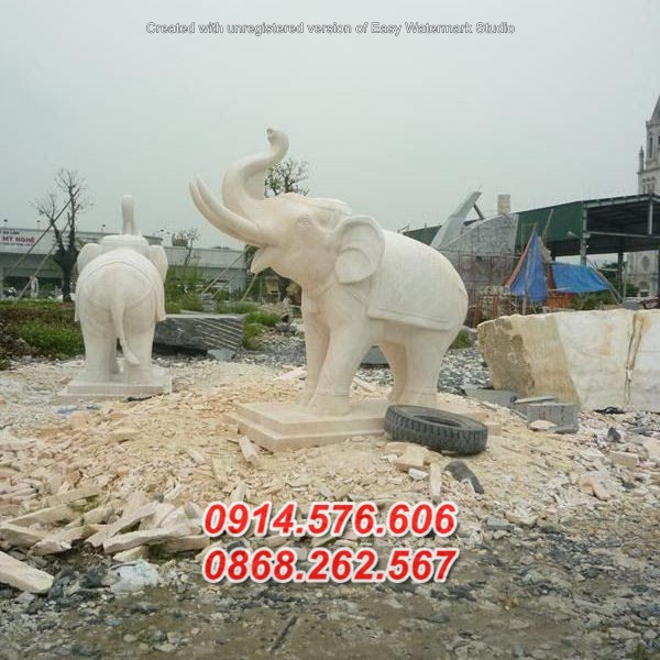 Mẫu tượng voi đá vàng cao cấp - voi phong thuỷ bằng đá