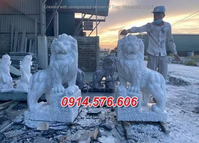 Mẫu 24+ kỳ lân bằng đá trắng đẹp bán - tượng sư tử