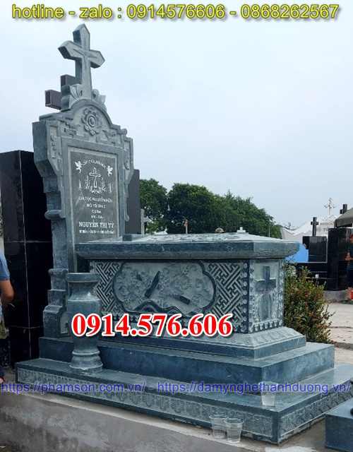 Mộ đạo bằng đá xanh cẩm thạch lăng mộ công giáo 2024