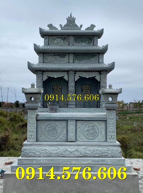 Mộ Đôi Bằng Đá Xanh Rêu Nguyên Khối Bán Tiền Giang