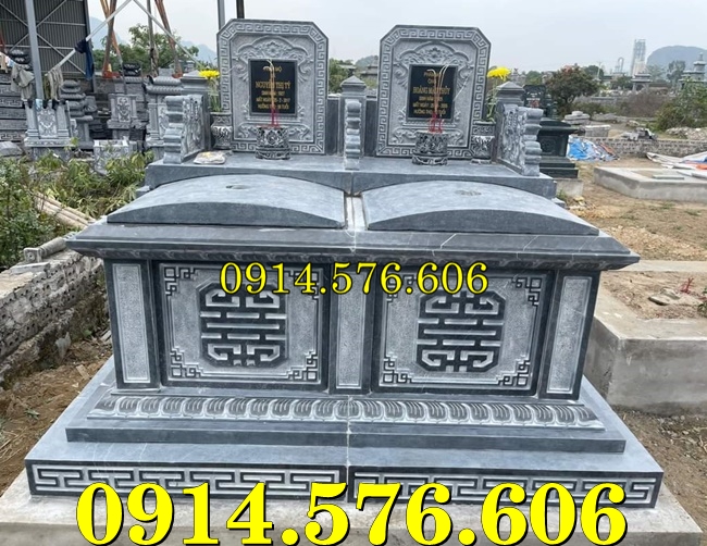 Mộ Đá Đôi Xanh Đen Nguyên Khối Bán Sơn La