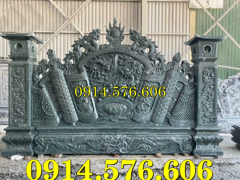 Cuốn Thư Bằng Đá Tự Nhiên Nguyên Khối, Tắc Môn Từ Đường Dòng Họ Bằng Đá Xanh, Bức Bình Phong Đá Trấn Trạch Khu Lăng Mộ, Cuốn Thư Bằng Đá Granite Trước Cổng Từ Đường,