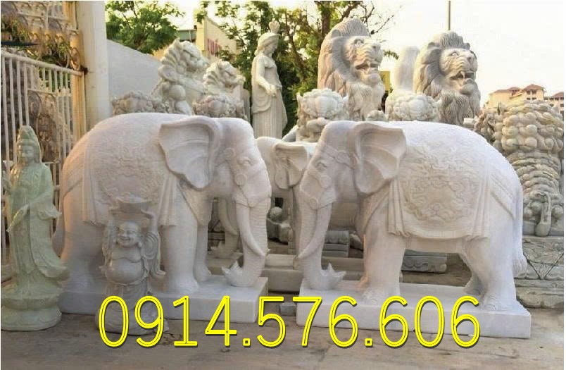 Mẫu voi đá phong thủy đẹp nhất hiện nay, Tượng voi đá tự nhiên nguyên khối đặt trong đình chùa, báo giá cặp voi chầu đá xanh trong sân đình, thiết kế Voi đá đặt trước cổng nhà từ đường, sản xuất mẫu voi bằng đá xanh cẩm thạch theo yêu cầu