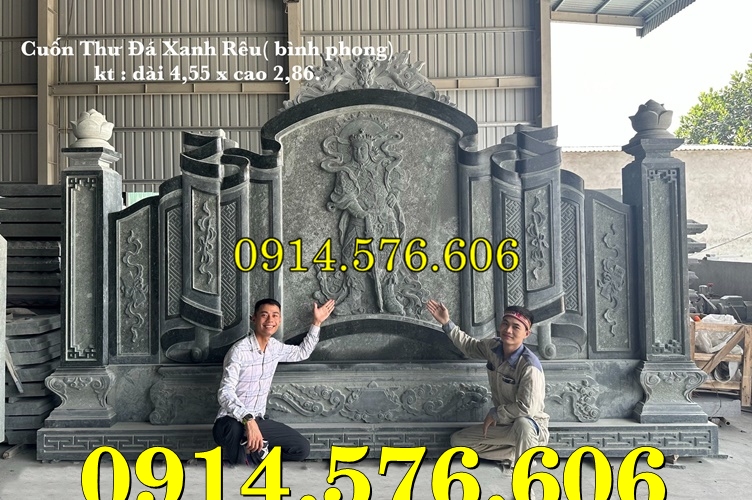 Cuốn Thư Bằng Đá Tự Nhiên Nguyên Khối, Tắc Môn Từ Đường Dòng Họ Bằng Đá Xanh, Bức Bình Phong Đá Trấn Trạch Khu Lăng Mộ, Cuốn Thư Bằng Đá Granite Trước Cổng Từ Đường,