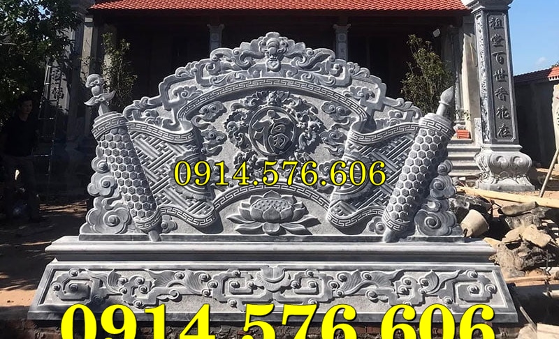 Cuốn Thư Bằng Đá Tự Nhiên Nguyên Khối, Tắc Môn Từ Đường Dòng Họ Bằng Đá Xanh, Bức Bình Phong Đá Trấn Trạch Khu Lăng Mộ, Cuốn Thư Bằng Đá Granite Trước Cổng Từ Đường,